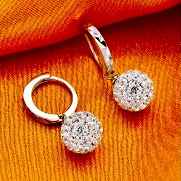 🌟 Sterling Silver CZ Drop Earrings Huggie Hoop - Picture 1 of 3